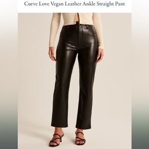 Abercrombie & Fitch Black Vegan Leather Ankle Straight Pants